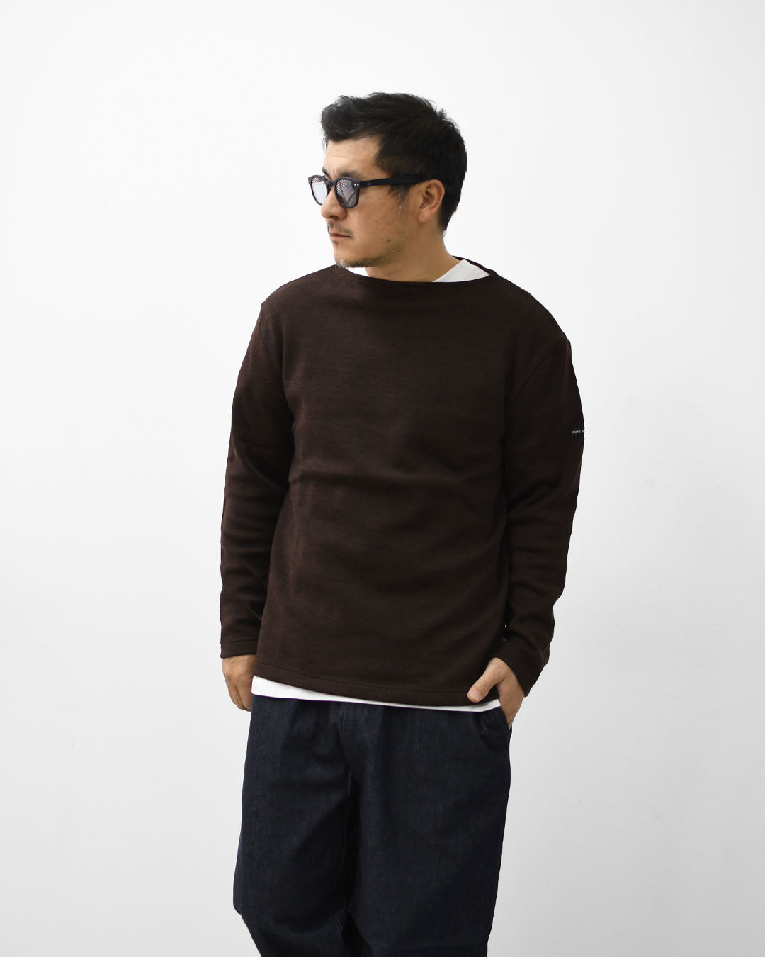 SAINT JAMES [セントジェームス 正規販売店] CACAO [00jc182-ca]  ダブルフェイスセーター・ミックスブラウン・MEN'S / LADY'S [2025AW]