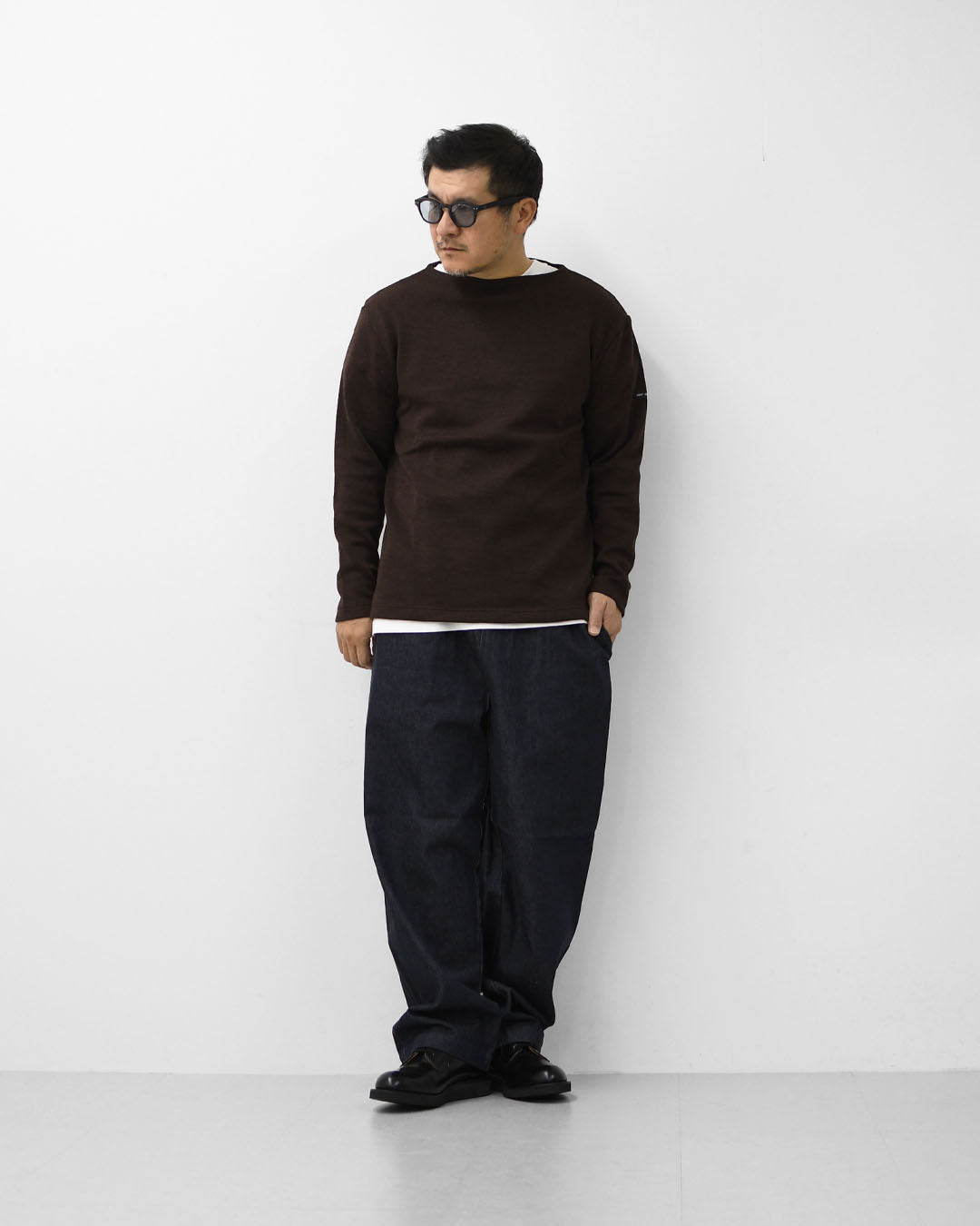 SAINT JAMES [セントジェームス 正規販売店] CACAO [00jc182-ca]  ダブルフェイスセーター・ミックスブラウン・MEN'S / LADY'S [2025AW]