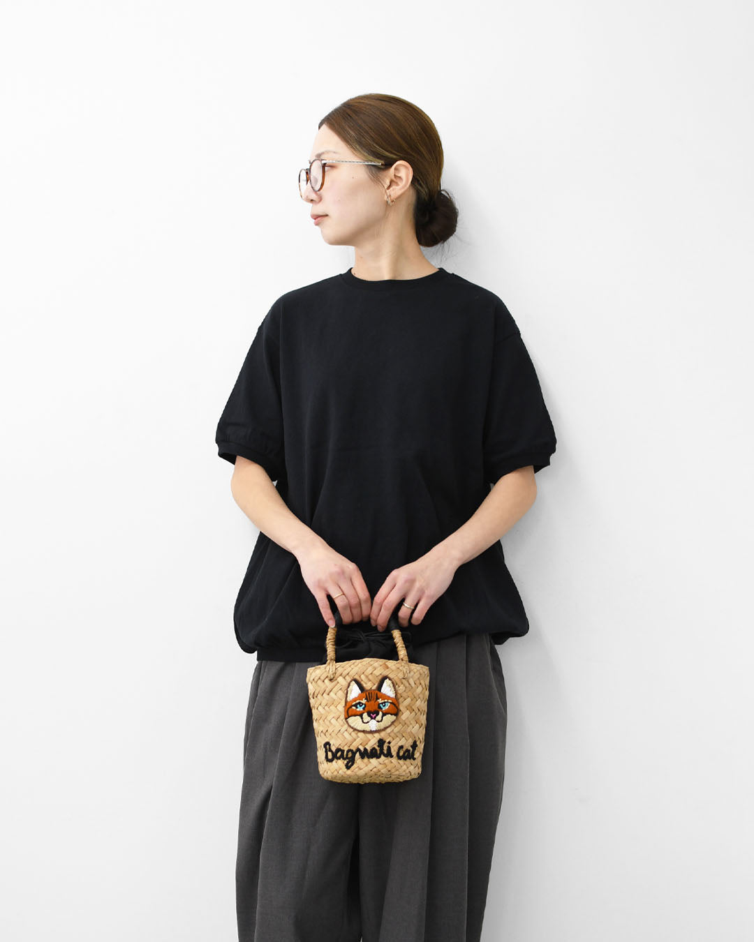 BAGMATI [バグマティ] アニマル刺繍ミニカゴバッグ [BBK26-SS45] カゴバッグ・刺繍・アニマル・猫・ハンドバッグ・LADY'S [2026SS]