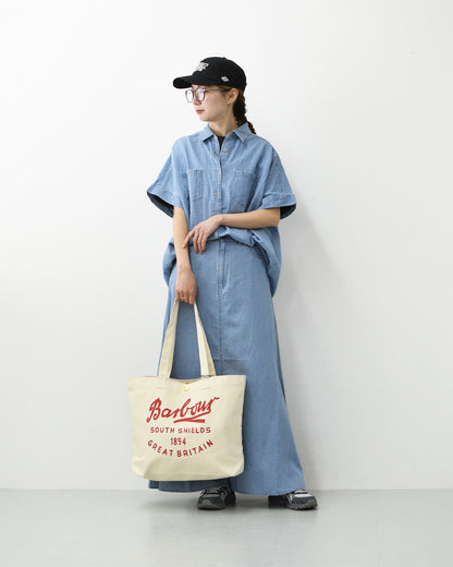 Barbour [バブアー] script tote bag  [UBA0752] スクリプト ロゴトートバッグ・トートバッグ・コットンキャンバス・ロゴバッグ・綿・MEN'S / LADY'S [2026SS]