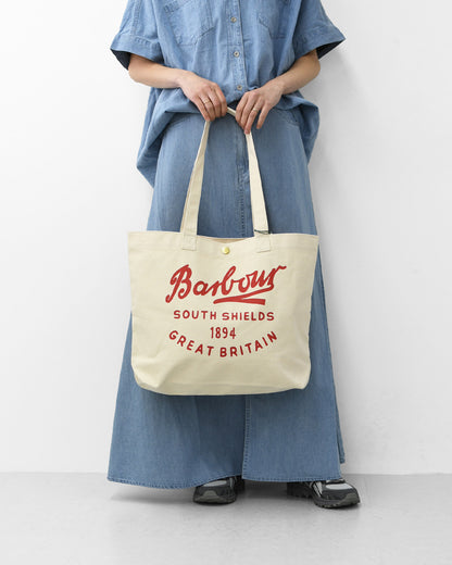 Barbour [バブアー] script tote bag  [UBA0752] スクリプト ロゴトートバッグ・トートバッグ・コットンキャンバス・ロゴバッグ・綿・MEN'S / LADY'S [2026SS]