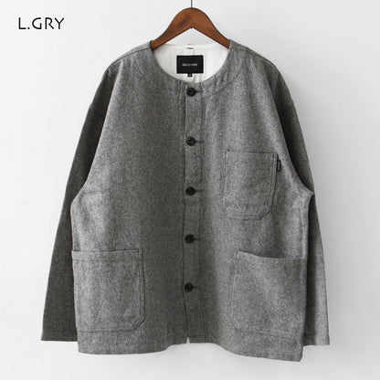 DELICIOUS [デリシャス] Cotton Tweed Collarless Jacket [DB4176] コットン ツイード カラーレス ジャケット・ノーカラージャケット・3つ杢コットンツイード・ゆったりシルエット・MEN'S / LADY'S  [2026AW]