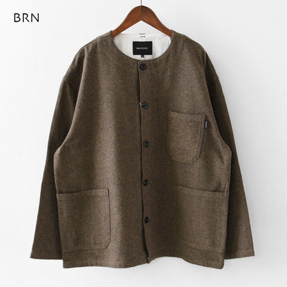 DELICIOUS [デリシャス] Cotton Tweed Collarless Jacket [DB4176] コットン ツイード カラーレス ジャケット・ノーカラージャケット・3つ杢コットンツイード・ゆったりシルエット・MEN'S / LADY'S  [2026AW]