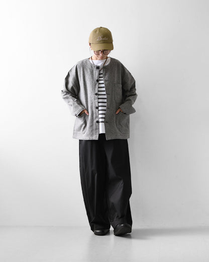 DELICIOUS [デリシャス] Cotton Tweed Collarless Jacket [DB4176] コットン ツイード カラーレス ジャケット・ノーカラージャケット・3つ杢コットンツイード・ゆったりシルエット・MEN'S / LADY'S  [2026AW]