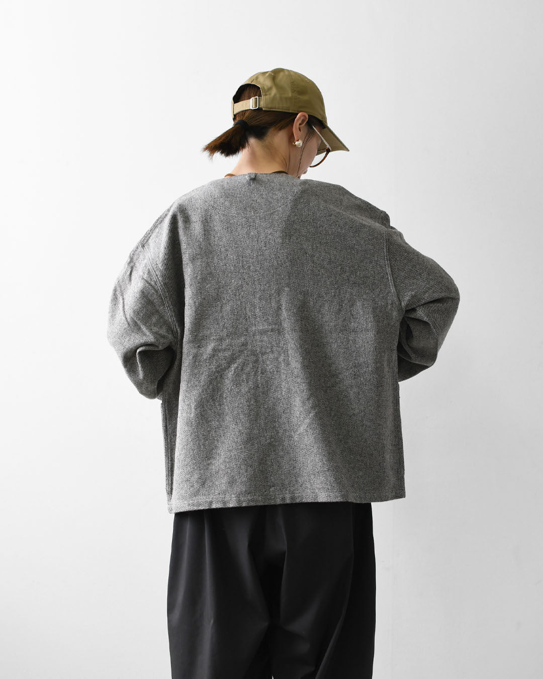 DELICIOUS [デリシャス] Cotton Tweed Collarless Jacket [DB4176] コットン ツイード カラーレス ジャケット・ノーカラージャケット・3つ杢コットンツイード・ゆったりシルエット・MEN'S / LADY'S  [2026AW]