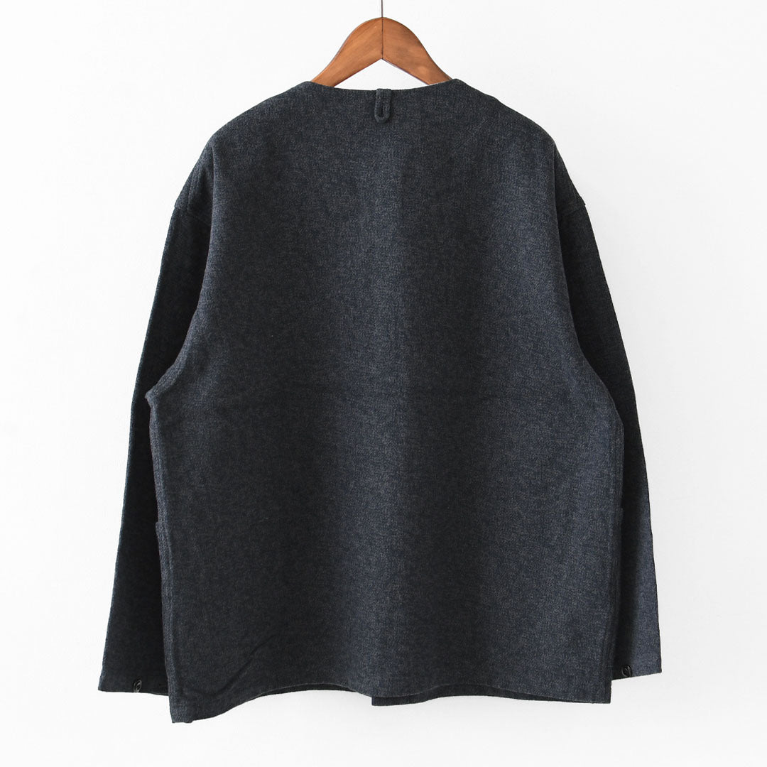 DELICIOUS [デリシャス] Cotton Tweed Collarless Jacket [DB4176] コットン ツイード カラーレス ジャケット・ノーカラージャケット・3つ杢コットンツイード・ゆったりシルエット・MEN'S / LADY'S  [2026AW]