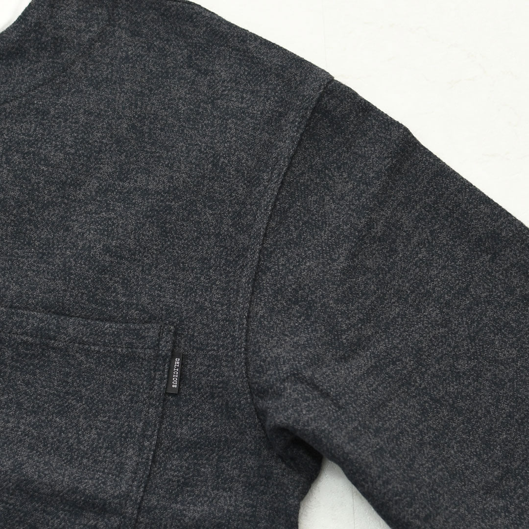 DELICIOUS [デリシャス] Cotton Tweed Collarless Jacket [DB4176] コットン ツイード カラーレス ジャケット・ノーカラージャケット・3つ杢コットンツイード・ゆったりシルエット・MEN'S / LADY'S  [2026AW]