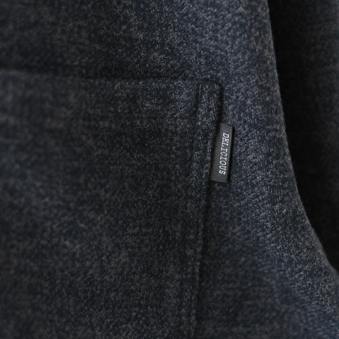 DELICIOUS [デリシャス] Cotton Tweed Collarless Jacket [DB4176] コットン ツイード カラーレス ジャケット・ノーカラージャケット・3つ杢コットンツイード・ゆったりシルエット・MEN'S / LADY'S  [2026AW]
