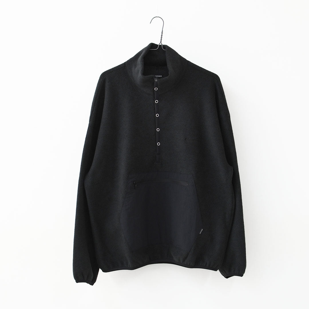DELICIOUS [デリシャス] Fleece Snap Pullover [DC9867] フリーススナッププルオーバー・プルオーバー・フリース・スナップT・カンガルーポケット・ワイドシルエット・ハイネック・MEN'S / LADY'S [2026AW]