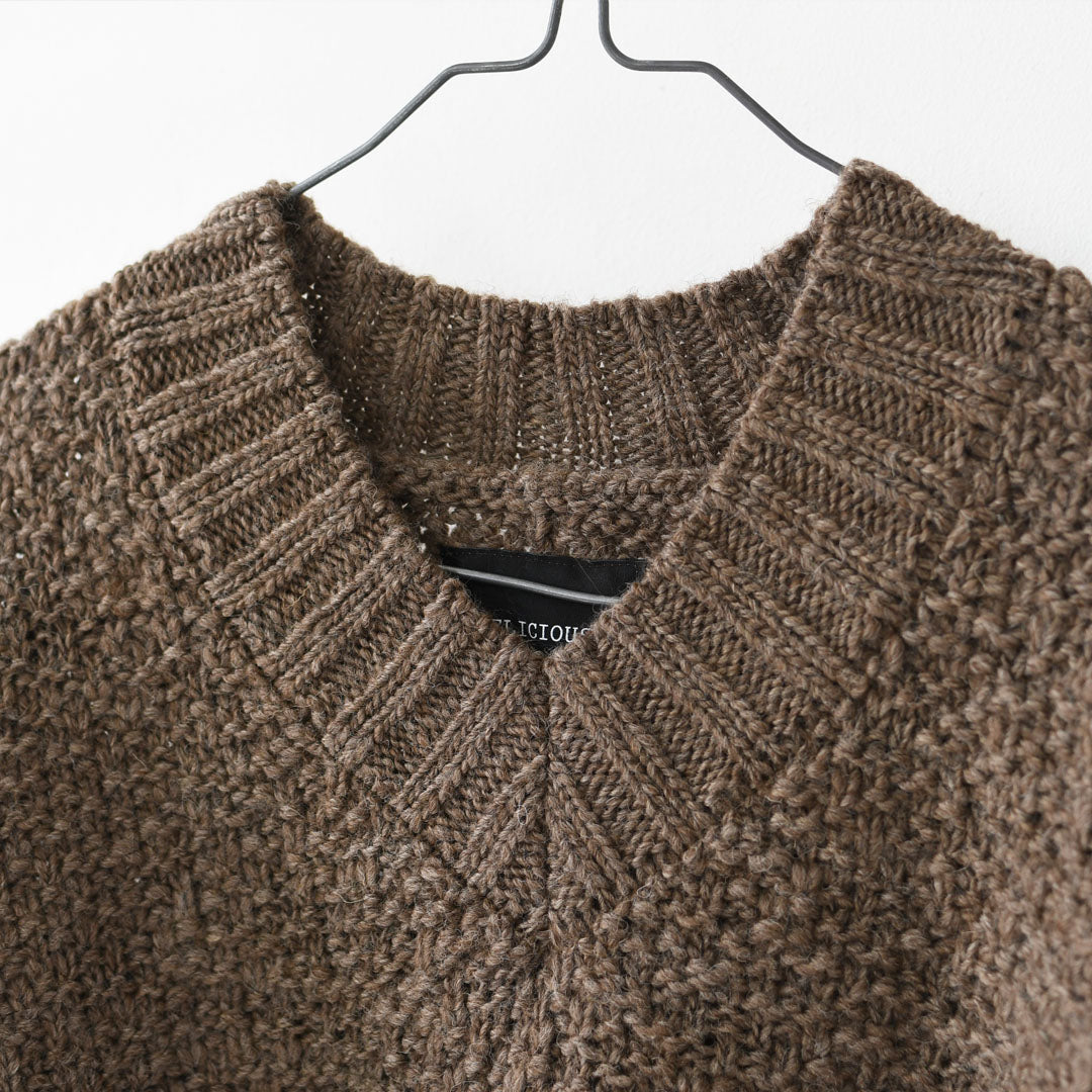 DELICIOUS [デリシャス] V-neck Wool Knit Slub Yarn [DN7602] Vネックウールニットスラブヤーン・Vネックニット・ウールニット・スラブニット・ニット・セーター・MEN'S / LADY'S [2025AW]