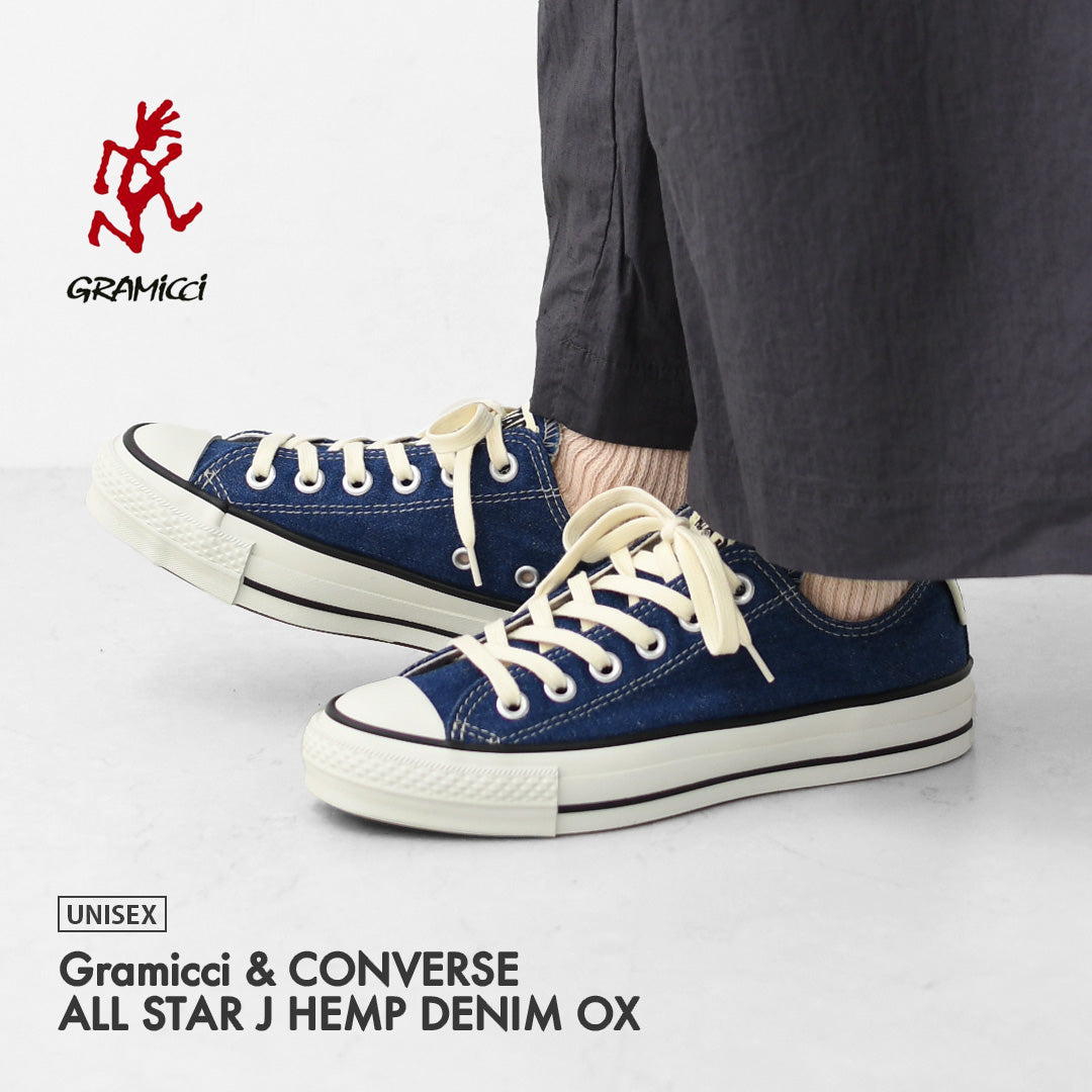 Gramicci [グラミチ] Gramicci & CONVERSE ALL STAR J HEMP DENIM OX / GRAMICCI [31317930] グラミチ×コンバース オールスター J ヘンプ デニム オックス・スニーカー・アウトドア・タウンユース・MEN'S / LADY'S [2026SS]
