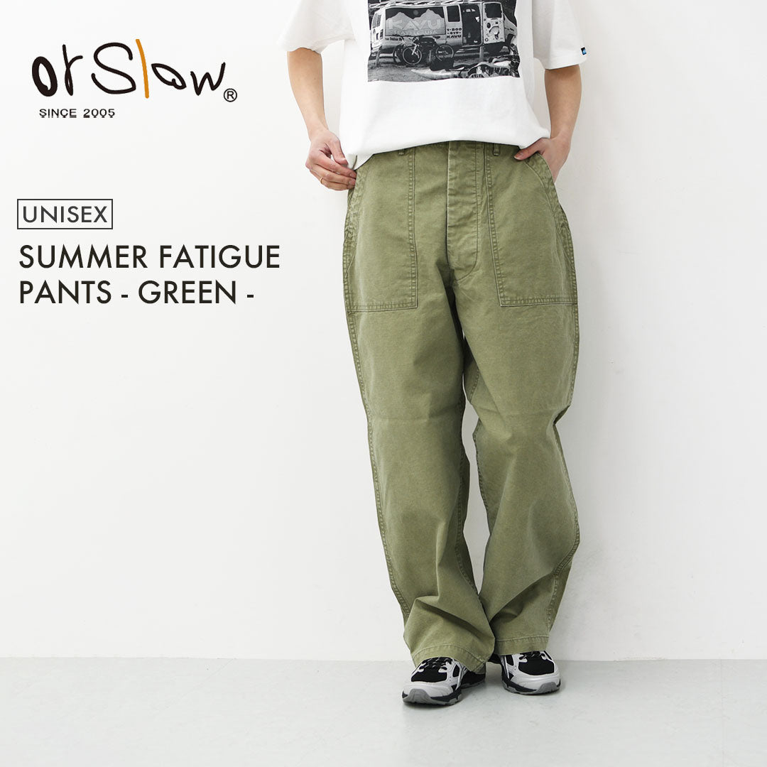 orslow [オアスロウ] SUMMER FATIGUE PANTS - GREEN -[01-5103-M16] サマーファティーグパンツ - グリーン -・ファティーグパンツ・ブラック・ムラ染め・ライトキャンバス生地・ワイドフィット・MEN'S / LADY'S [2026SS]