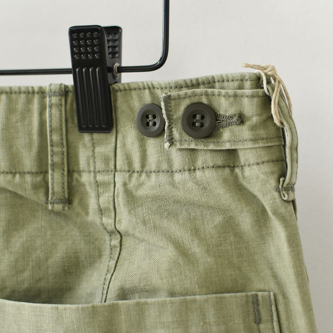 orslow [オアスロウ] SUMMER FATIGUE PANTS - GREEN -[01-5103-M16] サマーファティーグパンツ - グリーン -・ファティーグパンツ・ブラック・ムラ染め・ライトキャンバス生地・ワイドフィット・MEN'S / LADY'S [2026SS]