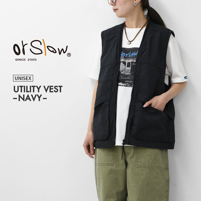 orslow [オアスロウ]UTILITY VEST -NAVY- [01-9020-02]  ユーティリティベスト -ネイビー-・ミリタリーベスト・ノースリーブアウター・ジップアップベスト・シンプル・ヴィンテージライク・ワークベスト・アウトドア・キャンプ・MEN'S/LADY'S[2026SS]