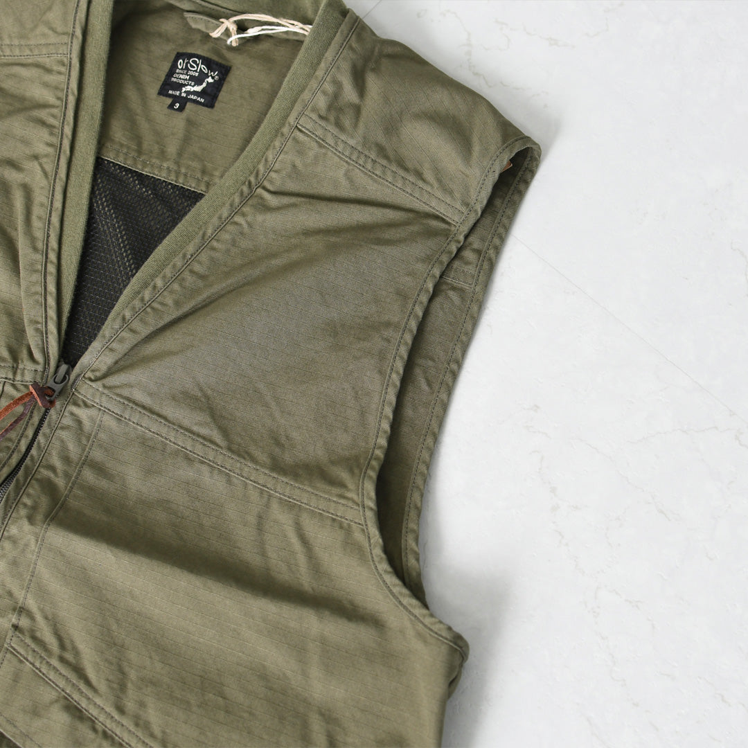 orslow [オアスロウ]UTILITY VEST -ARMY.GREEN- [01-9020-76]  ユーティリティベスト -アーミーグリーン-・ミリタリーベスト・ノースリーブアウター・ジップアップベスト・シンプル・ヴィンテージライク・ワークベスト・アウトドア・キャンプ・MEN'S/LADY'S[2026SS]
