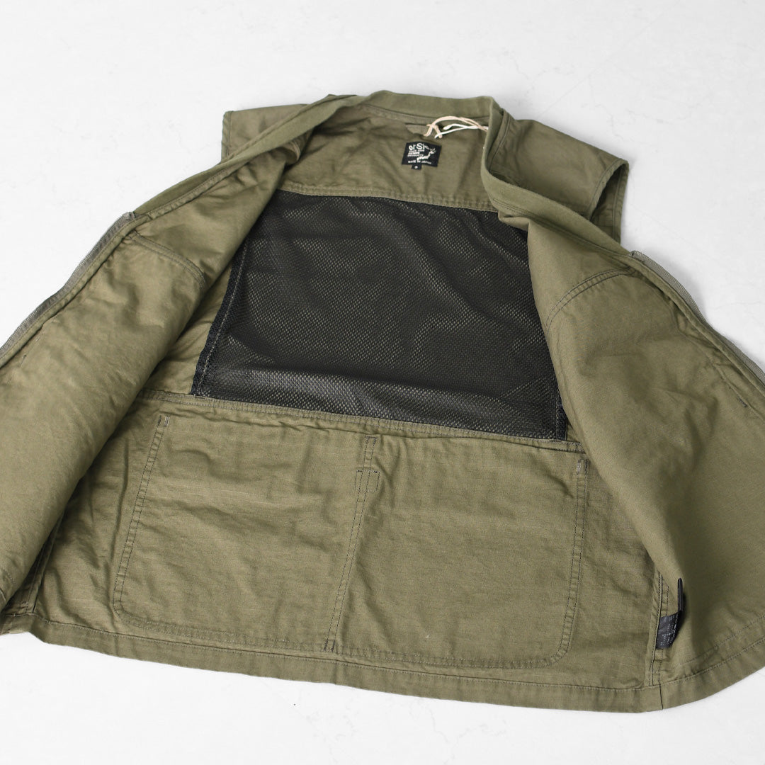 orslow [オアスロウ]UTILITY VEST -ARMY.GREEN- [01-9020-76]  ユーティリティベスト -アーミーグリーン-・ミリタリーベスト・ノースリーブアウター・ジップアップベスト・シンプル・ヴィンテージライク・ワークベスト・アウトドア・キャンプ・MEN'S/LADY'S[2026SS]