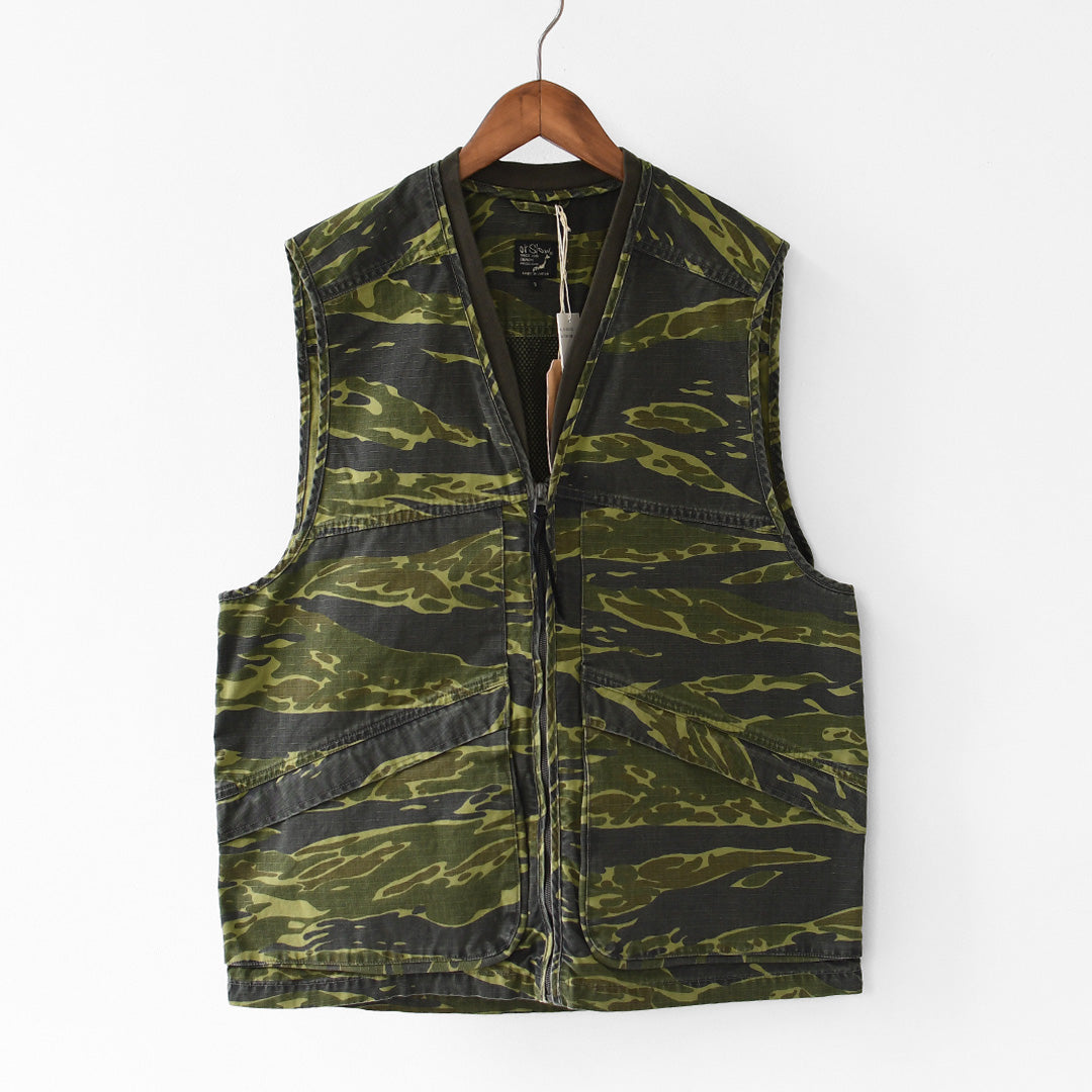 orslow [オアスロウ]UTILITY VEST -TIGER.CAMO- [01-9020-TGC]  ユーティリティベスト -タイガーカモ-・ミリタリーベスト・ノースリーブアウター・ジップアップベスト・シンプル・ヴィンテージライク・ワークベスト・アウトドア・キャンプ・MEN'S/LADY'S[2026SS]