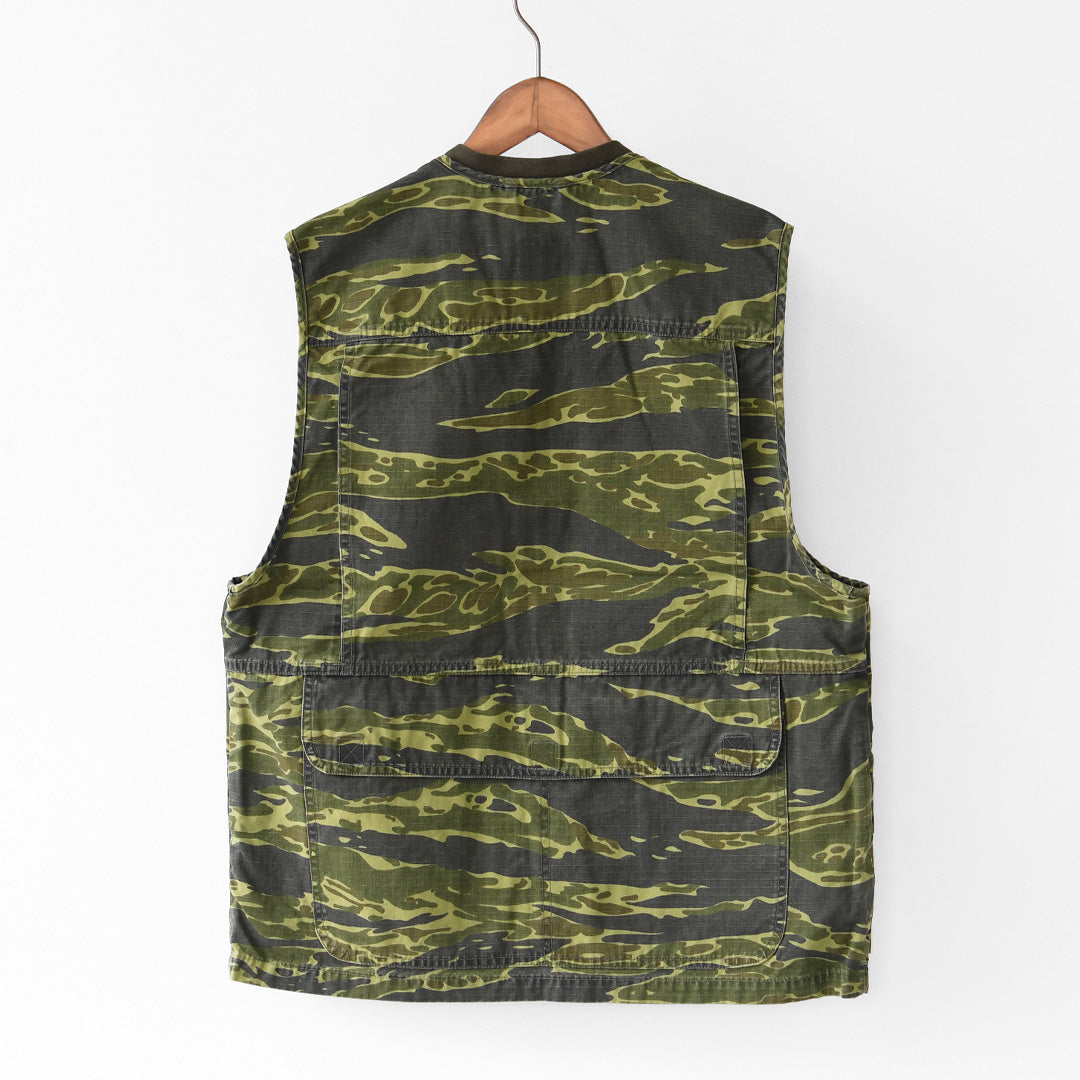 orslow [オアスロウ]UTILITY VEST -TIGER.CAMO- [01-9020-TGC]  ユーティリティベスト -タイガーカモ-・ミリタリーベスト・ノースリーブアウター・ジップアップベスト・シンプル・ヴィンテージライク・ワークベスト・アウトドア・キャンプ・MEN'S/LADY'S[2026SS]