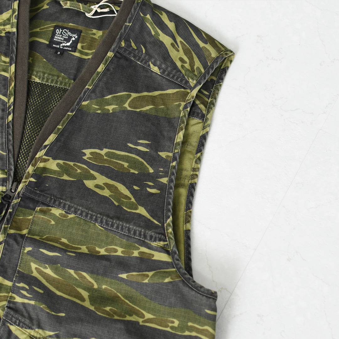 orslow [オアスロウ]UTILITY VEST -TIGER.CAMO- [01-9020-TGC]  ユーティリティベスト -タイガーカモ-・ミリタリーベスト・ノースリーブアウター・ジップアップベスト・シンプル・ヴィンテージライク・ワークベスト・アウトドア・キャンプ・MEN'S/LADY'S[2026SS]