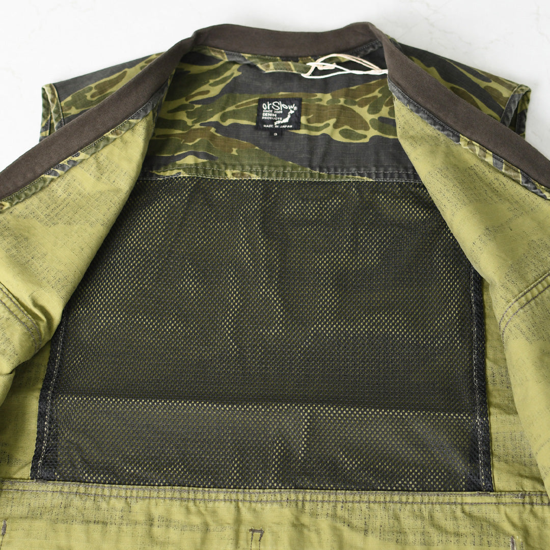 orslow [オアスロウ]UTILITY VEST -TIGER.CAMO- [01-9020-TGC]  ユーティリティベスト -タイガーカモ-・ミリタリーベスト・ノースリーブアウター・ジップアップベスト・シンプル・ヴィンテージライク・ワークベスト・アウトドア・キャンプ・MEN'S/LADY'S[2026SS]