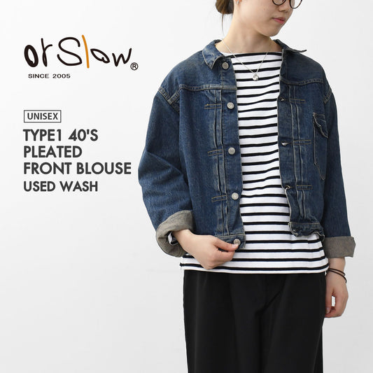 orslow [オアスロウ]  TYPE1 40'S PLEATED FRONT BLOUSE USED WASH  [03-6011-84] タイプ1 40'S プリーテッドフロントブラウス [2025AW]