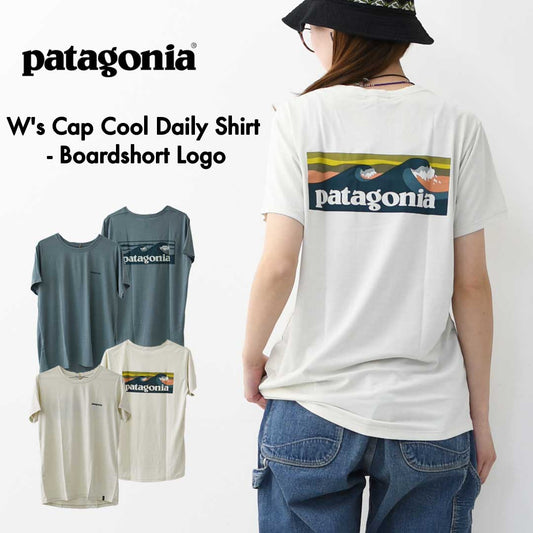 Patagonia [パタゴニア正規代理店] W's Cap Cool Daily Shirt - Boardshort Logo [45489] ウィメンズ・キャプリーン・クール・デイリー・シャツ（ボードショーツ・ロゴ）・半袖Tシャツ・LADY'S [2026SS]