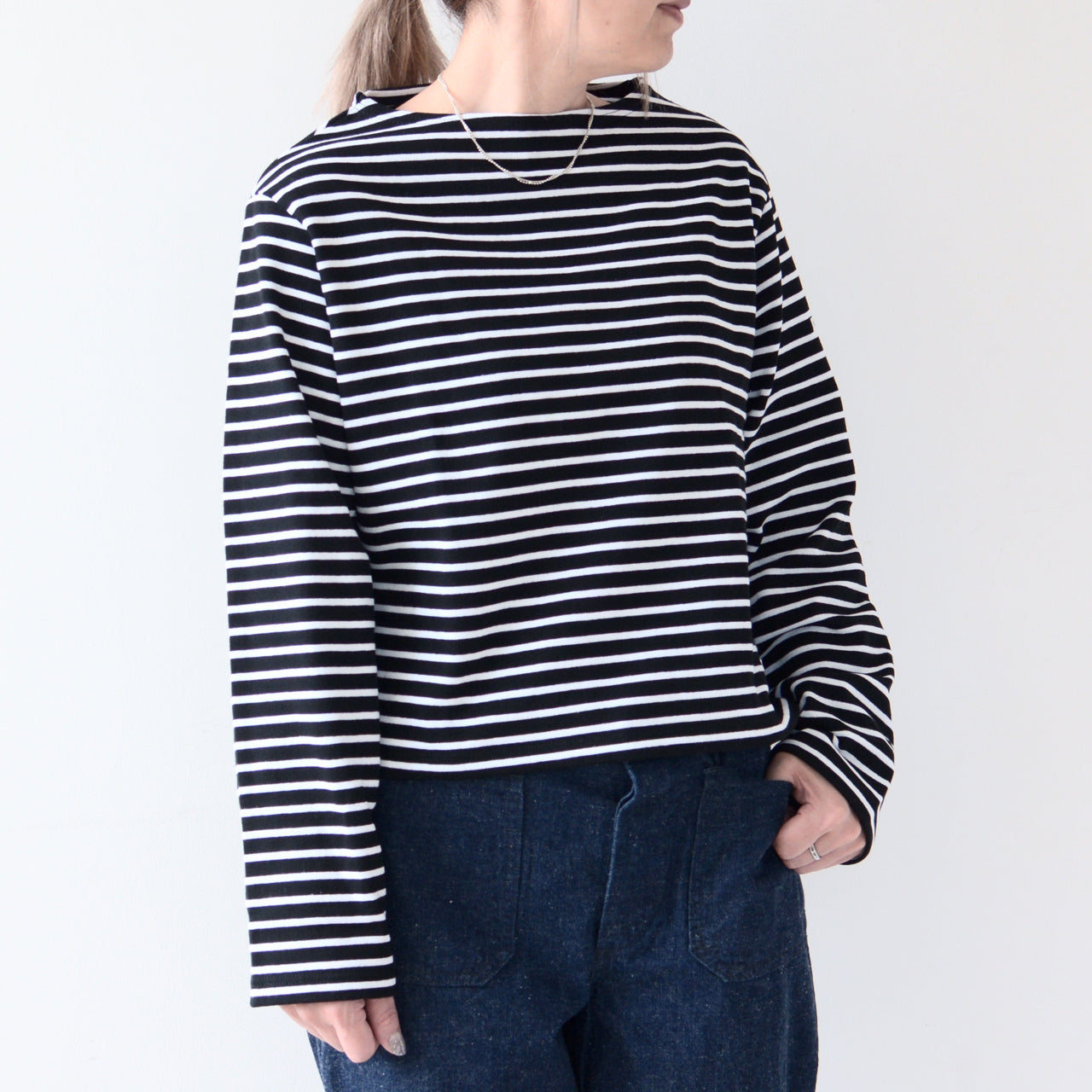 ORCIVAL [オーチバル・オーシバル] W CLN BOAT NECK L/S CROPPED P.O. -BORDER-  [B266-b] W CLN ボートネック L/S クロップド プルオーバー [2024AW]