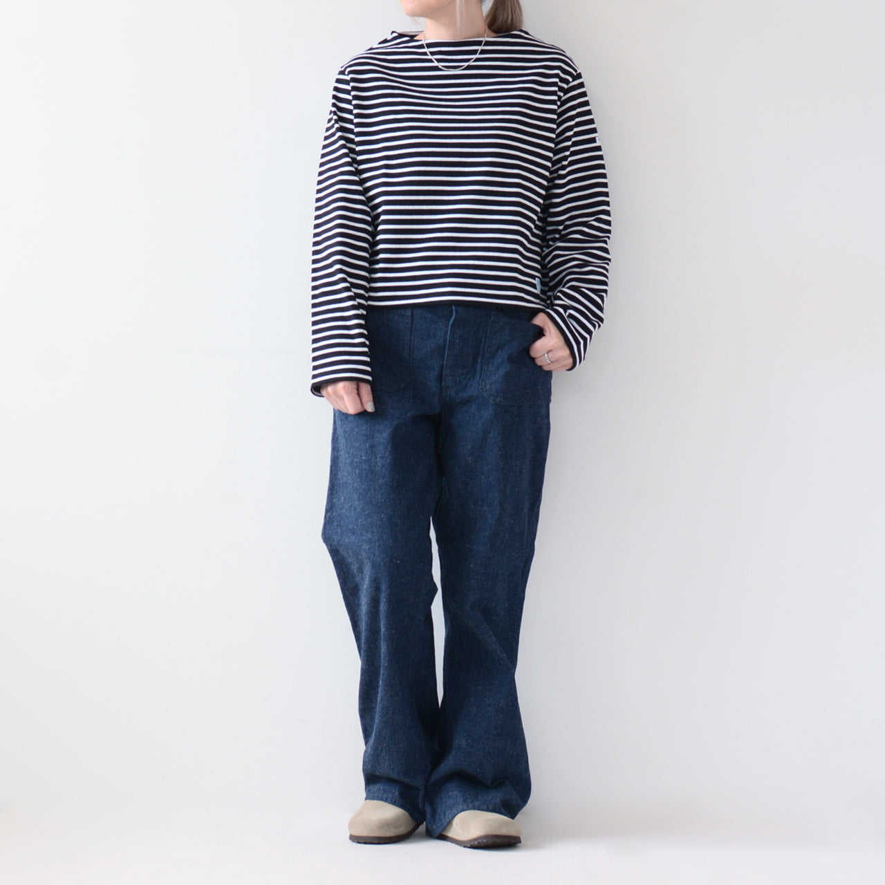 ORCIVAL [オーチバル・オーシバル] W CLN BOAT NECK L/S CROPPED P.O. -BORDER-  [B266-b] W CLN ボートネック L/S クロップド プルオーバー [2024AW]