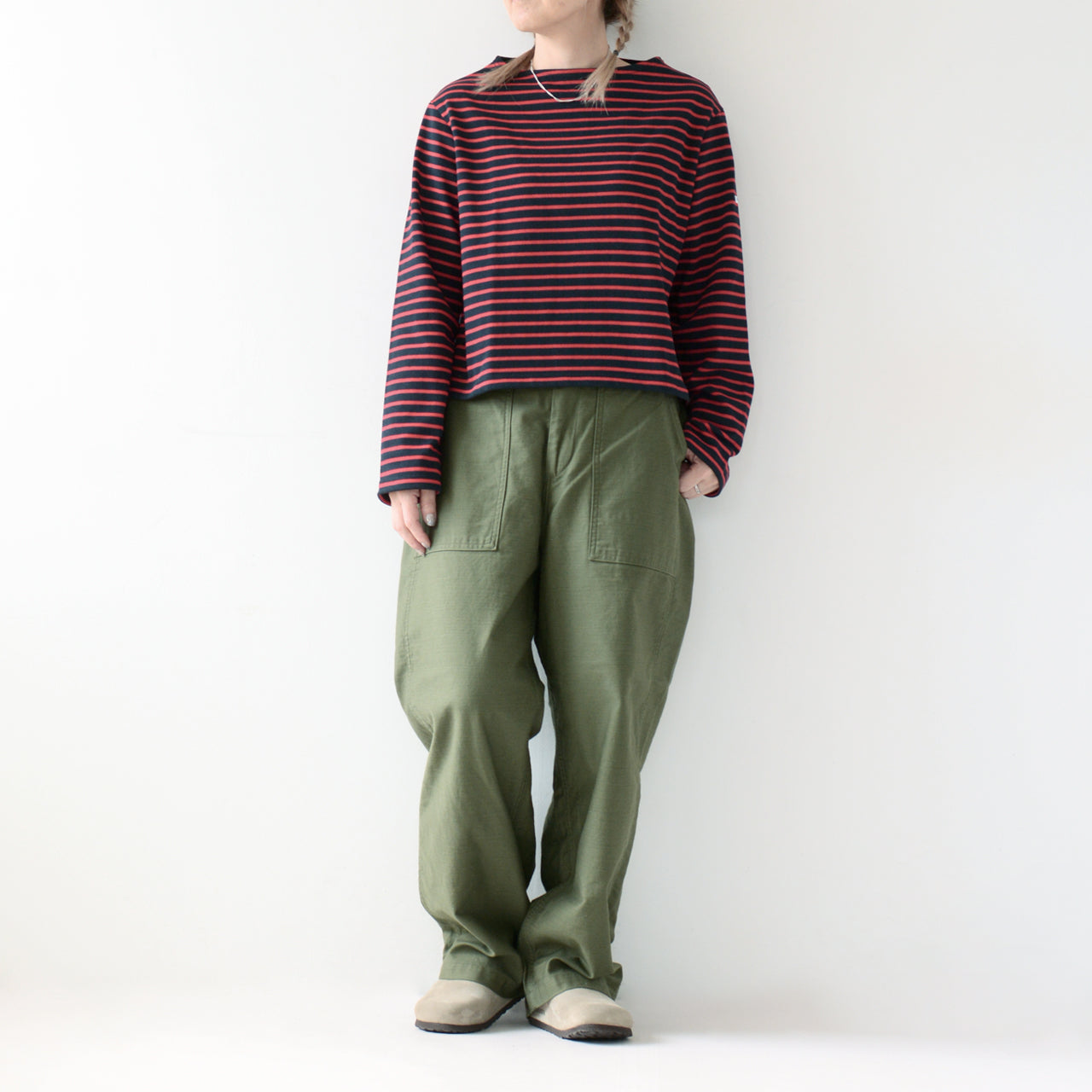 ORCIVAL [オーチバル・オーシバル] W CLN BOAT NECK L/S CROPPED P.O. -BORDER-  [B266-b] W CLN ボートネック L/S クロップド プルオーバー [2024AW]