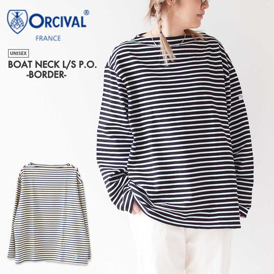 ORCIVAL [オーチバル・オーシバル] M BOAT NECK L/S P.O. -BORDER- [B464-b] ボートネックロングスリーブリブプルオーバー  [2024AW]