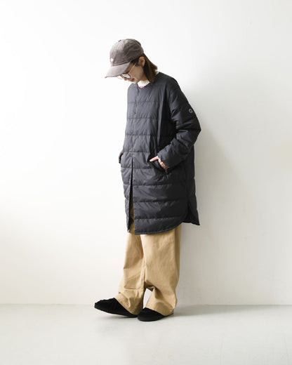 ORCIVAL [オーチバル・オーシバル] Polyester Taffeta Round Neck Long Coat [OR-A0602DTF] ポリエステルタフタ ラウンドネック ロングコート・ロングコート・ノーカラー・アウター・綺麗めダウンコート・ロング丈ダウンコート・上品なダウン・LADY'S [2026AW]