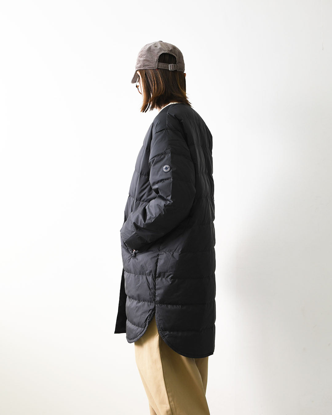 ORCIVAL [オーチバル・オーシバル] Polyester Taffeta Round Neck Long Coat [OR-A0602DTF] ポリエステルタフタ ラウンドネック ロングコート・ロングコート・ノーカラー・アウター・綺麗めダウンコート・ロング丈ダウンコート・上品なダウン・LADY'S [2026AW]