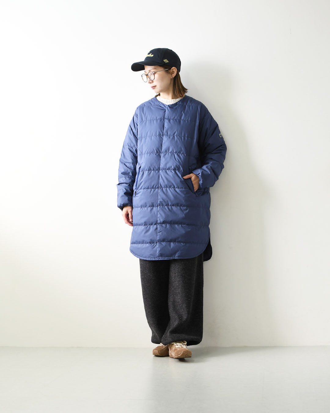 ORCIVAL [オーチバル・オーシバル] Polyester Taffeta Round Neck Long Coat [OR-A0602DTF] ポリエステルタフタ ラウンドネック ロングコート・ロングコート・ノーカラー・アウター・綺麗めダウンコート・ロング丈ダウンコート・上品なダウン・LADY'S [2026AW]