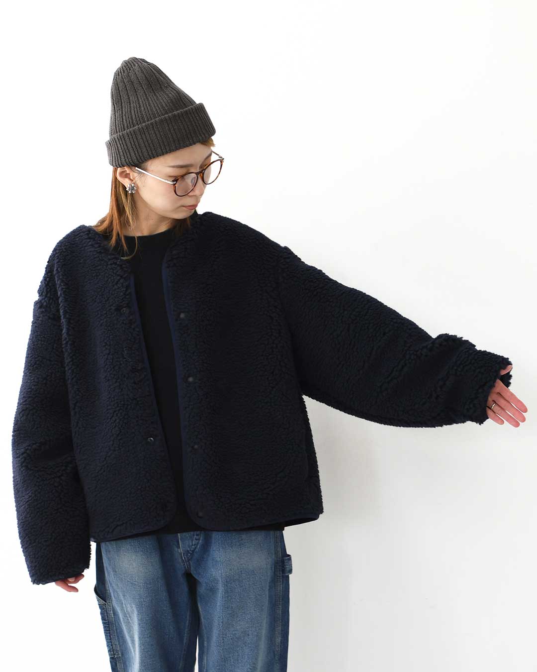 ORCIVAL [オーチバル・オーシバル] W ROUND NECK BLOUSON [OR-A0741BFF] ラウンドネックブルゾン・ボアブルゾン・ボアジャケット・ノーカラー・ジャケット・ブルゾン・アウター・LADY'S [2025AW]