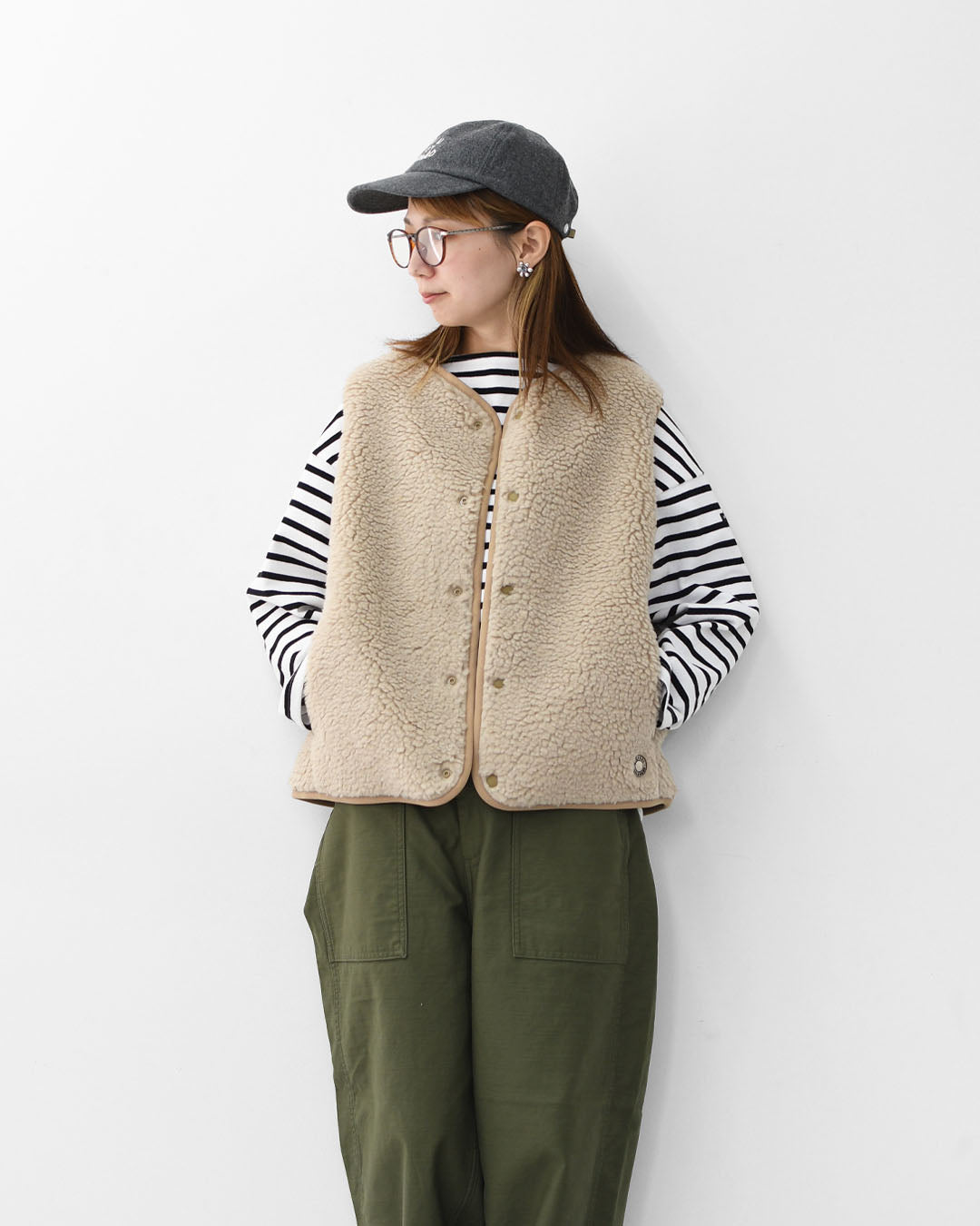 ORCIVAL [オーチバル・オーシバル] Boa Fleece Collarless Vest [OR-A0742BFF] ボアフリースカラーレスベスト・ベスト・ボアベスト・ボアフリースベスト・カラーレスベスト・ボア・ボアフリース・LADY'S [2025AW]