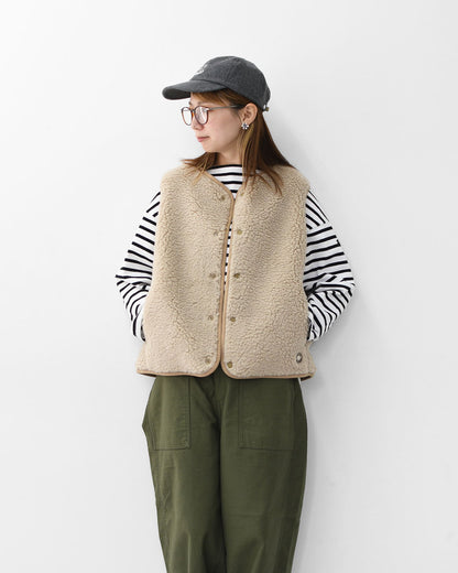 ORCIVAL [オーチバル・オーシバル] Boa Fleece Collarless Vest [OR-A0742BFF] ボアフリースカラーレスベスト・ベスト・ボアベスト・ボアフリースベスト・カラーレスベスト・ボア・ボアフリース・LADY'S [2025AW]