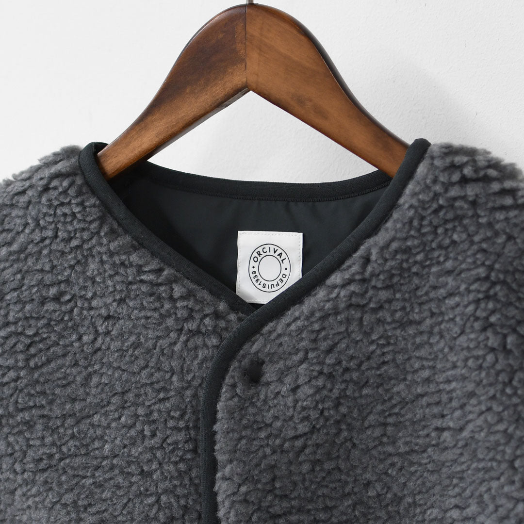 ORCIVAL [オーチバル・オーシバル] Boa Fleece Collarless Vest [OR-A0742BFF] ボアフリースカラーレスベスト・ベスト・ボアベスト・ボアフリースベスト・カラーレスベスト・ボア・ボアフリース・LADY'S [2025AW]