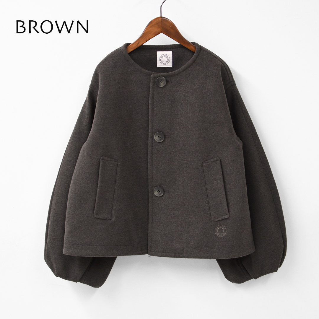 ORCIVAL [オーチバル・オーシバル] W BRITISH TWEED NO-COLLAR BLOUSON [OR-A0743 BBT] ブリティッシュツイード ノーカラーブルゾン・ノーカラー・アウター・バルーンスリーブ・コクーンシルエット・ウールライク・LADY'S [2025AW]