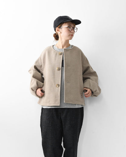 ORCIVAL [オーチバル・オーシバル] W BRITISH TWEED NO-COLLAR BLOUSON [OR-A0743 BBT] ブリティッシュツイード ノーカラーブルゾン・ノーカラー・アウター・バルーンスリーブ・コクーンシルエット・ウールライク・LADY'S [2025AW]