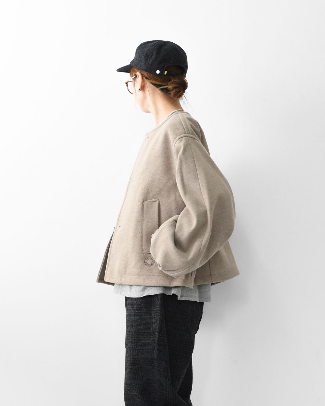 ORCIVAL [オーチバル・オーシバル] W BRITISH TWEED NO-COLLAR BLOUSON [OR-A0743 BBT] ブリティッシュツイード ノーカラーブルゾン・ノーカラー・アウター・バルーンスリーブ・コクーンシルエット・ウールライク・LADY'S [2025AW]