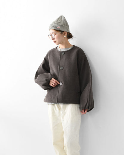 ORCIVAL [オーチバル・オーシバル] W BRITISH TWEED NO-COLLAR BLOUSON [OR-A0743 BBT] ブリティッシュツイード ノーカラーブルゾン・ノーカラー・アウター・バルーンスリーブ・コクーンシルエット・ウールライク・LADY'S [2025AW]