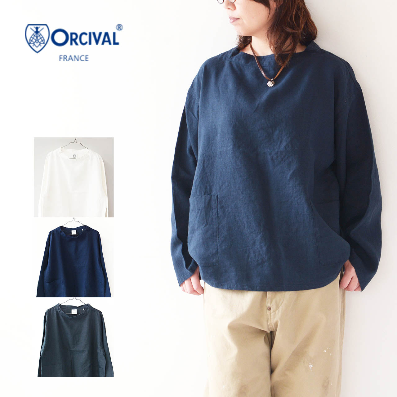 ORCIVAL[オーチバル・オーシバル] W LINEN SMOCK [OR-B0266YLM] リネンスモック [2024SS]