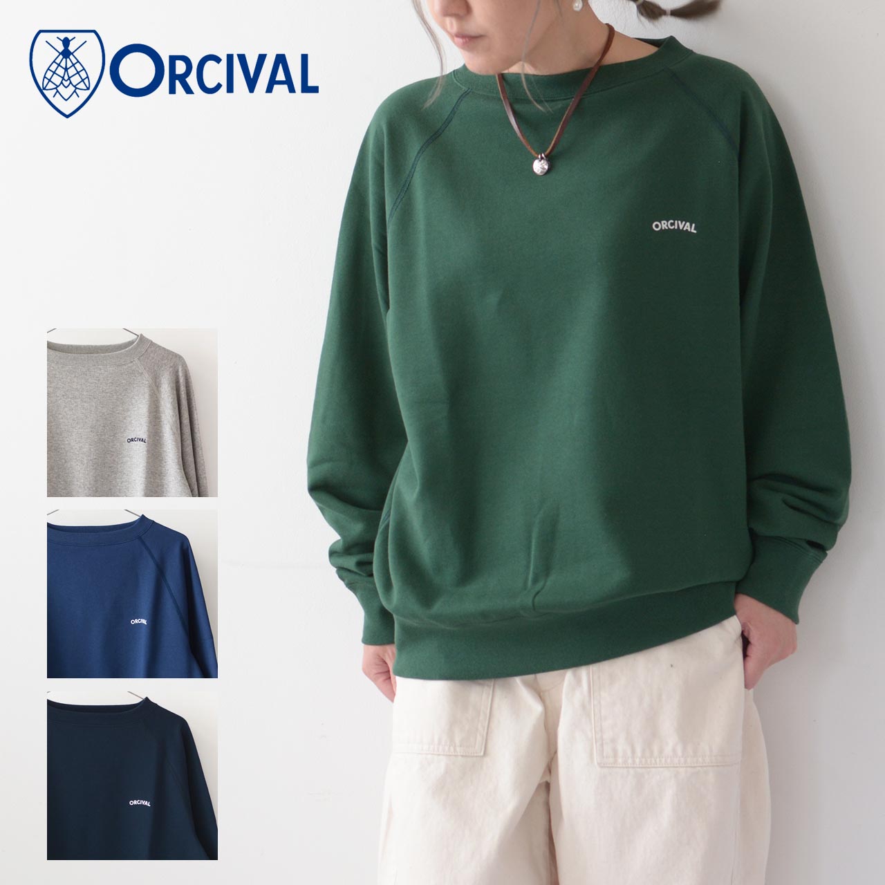 ORCIVAL [オーチバル・オーシバル] M MINI FRENCH TERRY BOAT NECK [OR-C0158MAZ] ラグランスリーブスウェット [2024AW]