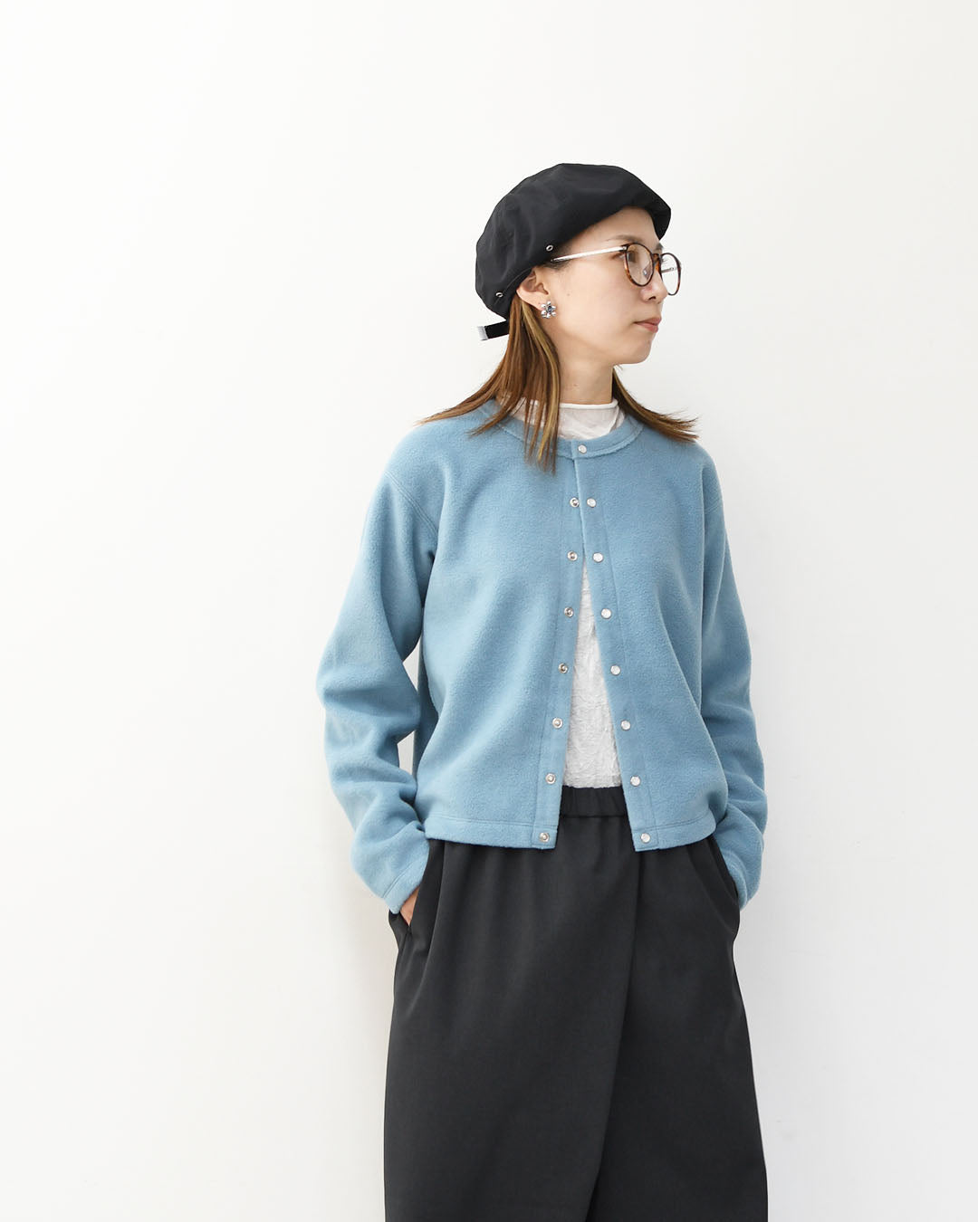 ORCIVAL [オーチバル・オーシバル] W CREW NECK CARDIGAN [OR-C0378EFC] クルーネックカーディガン・カーディガン・フリース素材・フリースカーディガン・クルーネック・LADY'S [2025AW]