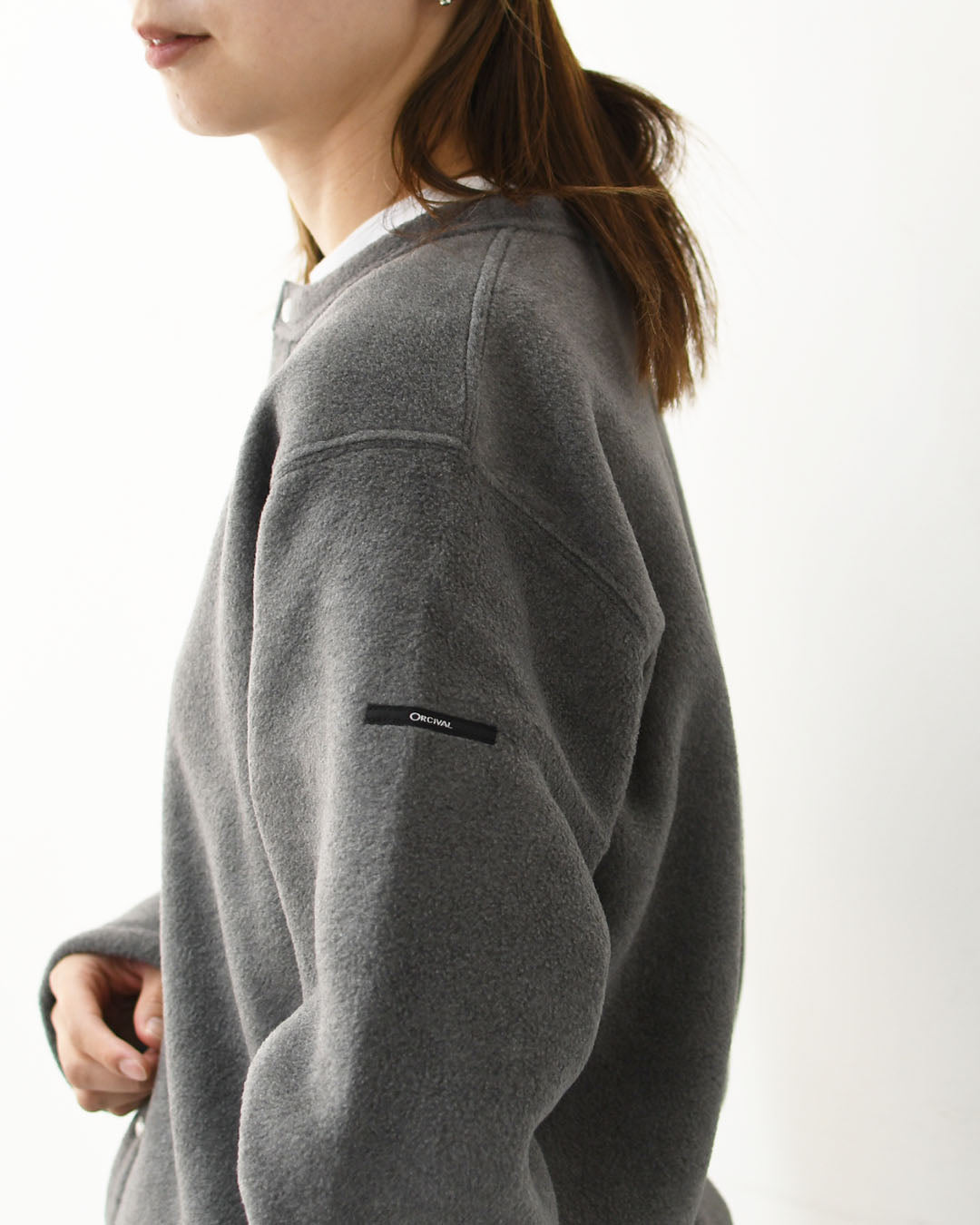 ORCIVAL [オーチバル・オーシバル] W CREW NECK CARDIGAN [OR-C0378EFC] クルーネックカーディガン・カーディガン・フリース素材・フリースカーディガン・クルーネック・LADY'S [2025AW]