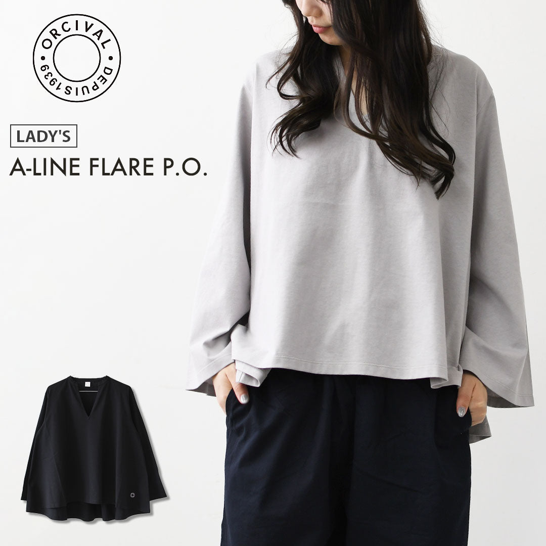 ORCIVAL [オーチバル・オーシバル] W A-LINE FLARE P.O. [OR-C0559JFD] Aラインフレアプルオーバー・コットンジャージー スキッパーネック長袖カットソー・長袖プルオーバー・LADY'S [2026AW]