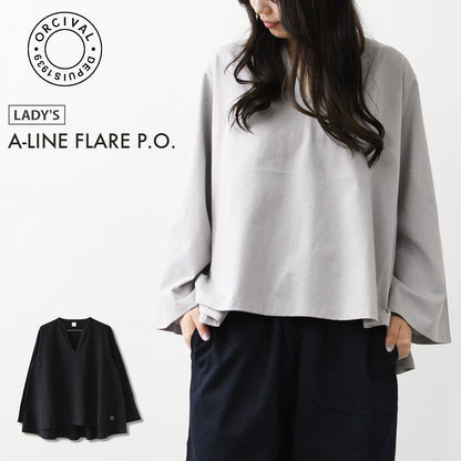 ORCIVAL [オーチバル・オーシバル] W A-LINE FLARE P.O. [OR-C0559JFD] Aラインフレアプルオーバー・コットンジャージー スキッパーネック長袖カットソー・長袖プルオーバー・LADY'S [2026AW]