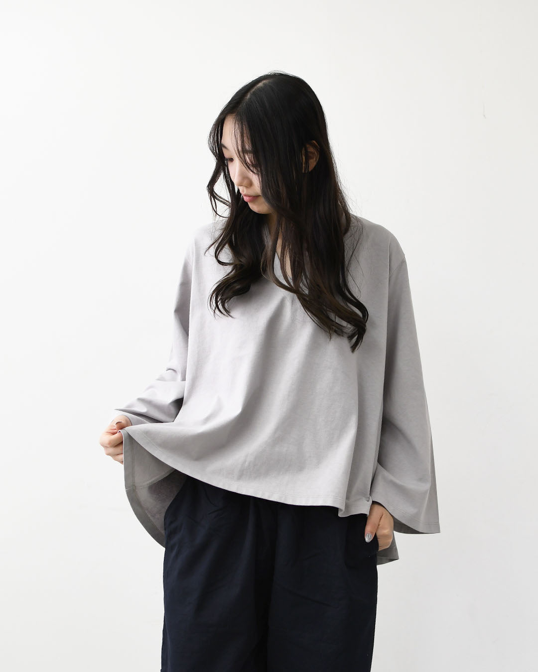 ORCIVAL [オーチバル・オーシバル] W A-LINE FLARE P.O. [OR-C0559JFD] Aラインフレアプルオーバー・コットンジャージー スキッパーネック長袖カットソー・長袖プルオーバー・LADY'S [2026AW]