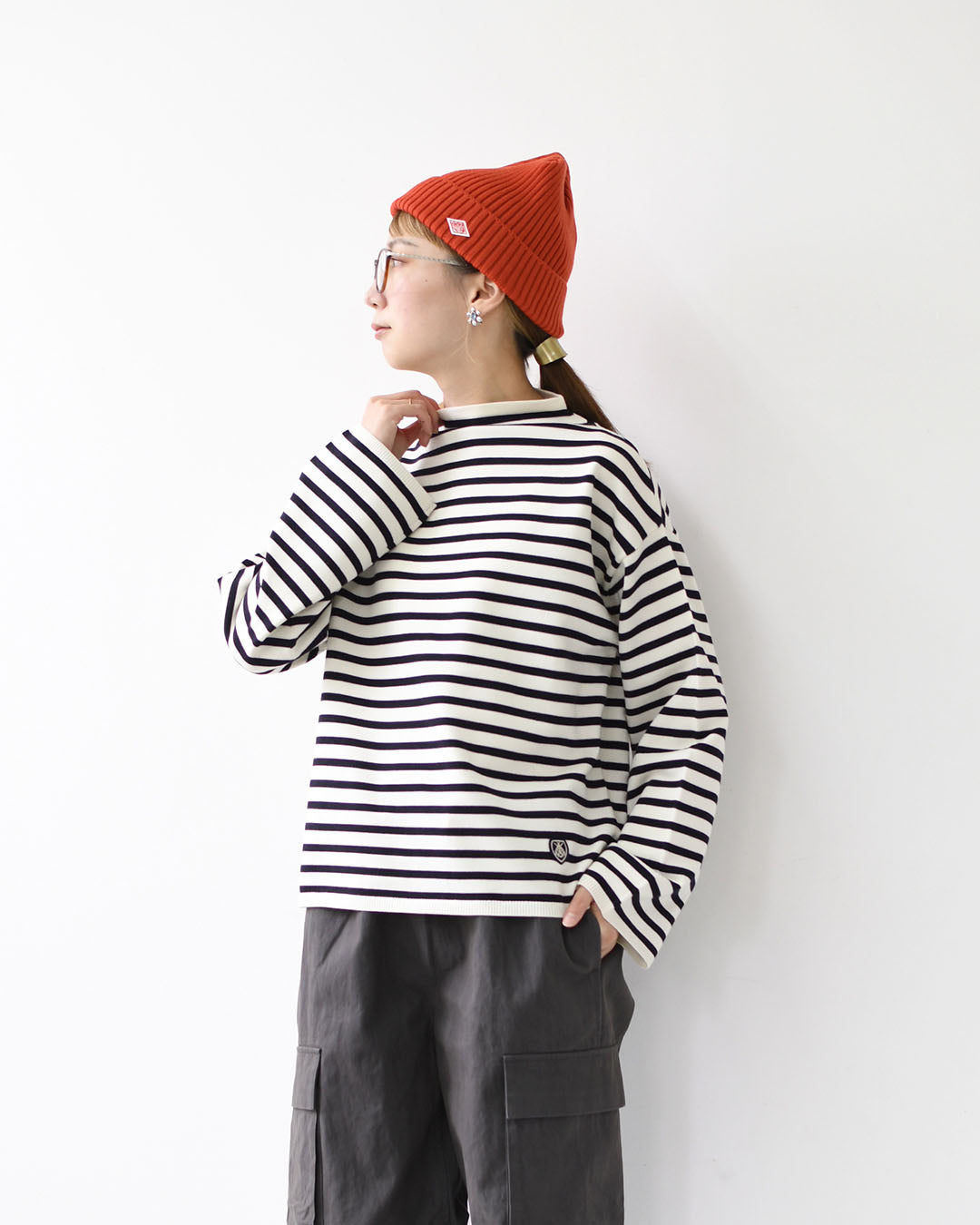 ORCIVAL [オーチバル・オーシバル] W MOCK NECK PULLOVER KNIT [OR-D0113CRA] モックネック プルオーバーニット・長袖プルオーバーニット・モックネック・ゆったりシルエット・ボーダー・LADY'S [2025AW]