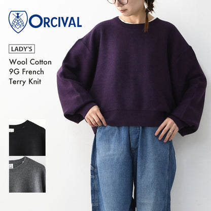 ORCIVAL [オーチバル・オーシバル] Wool Cotton 9G French Terry Knit [OR-D0119MON] ウールコットン9Gフレンチテリーニット・ニット・プルオーバーニット・ラウンドネック・ボリュームスリーブ・ドロップショルダー・LADY'S [2025AW]